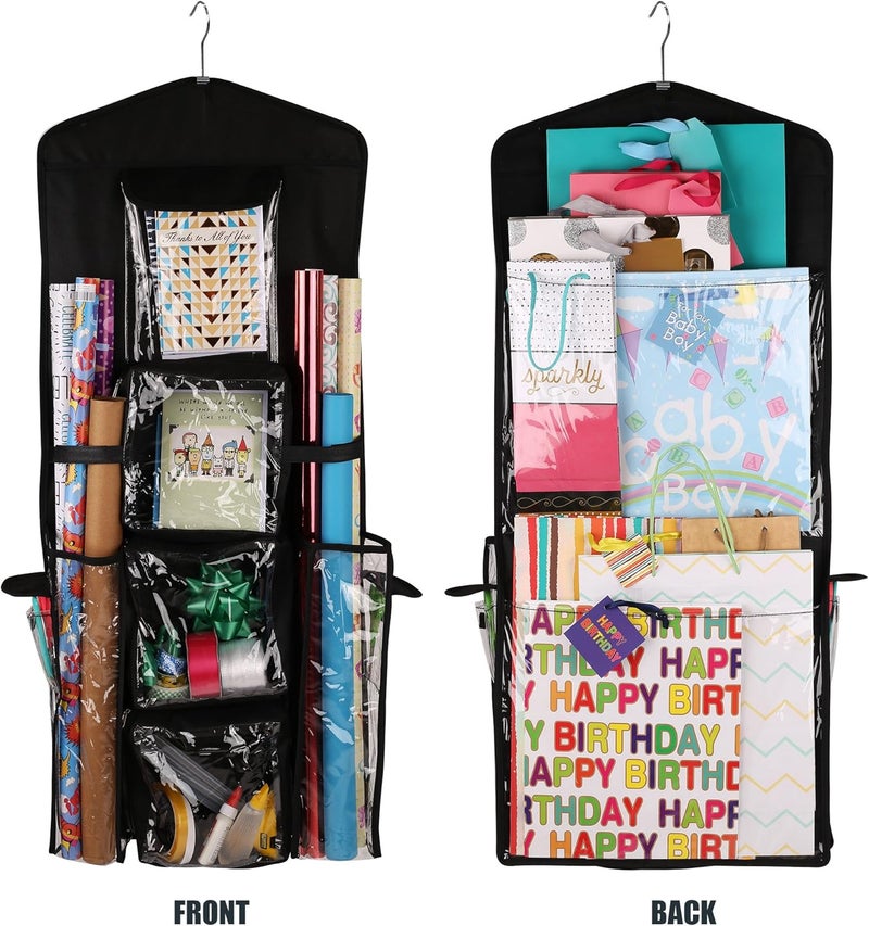 Regal Bazaar Double-Sided Hanging Gift Bag and Gift Wrap Organizer (Black) - Image 2